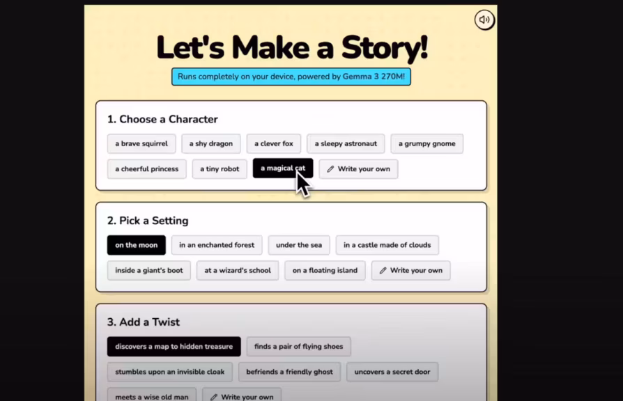 Gemma 3 270M story generator fonctionnant entièrement dans le navigateur