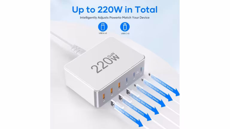 station de charge USB C 220W GaN à 6 ports de YSYFAD 1