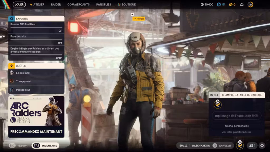 Arc Raiders gameplay capture écran page de lancement
