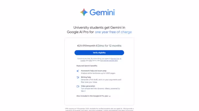 Google offre 1 an de Gemini AI Pro