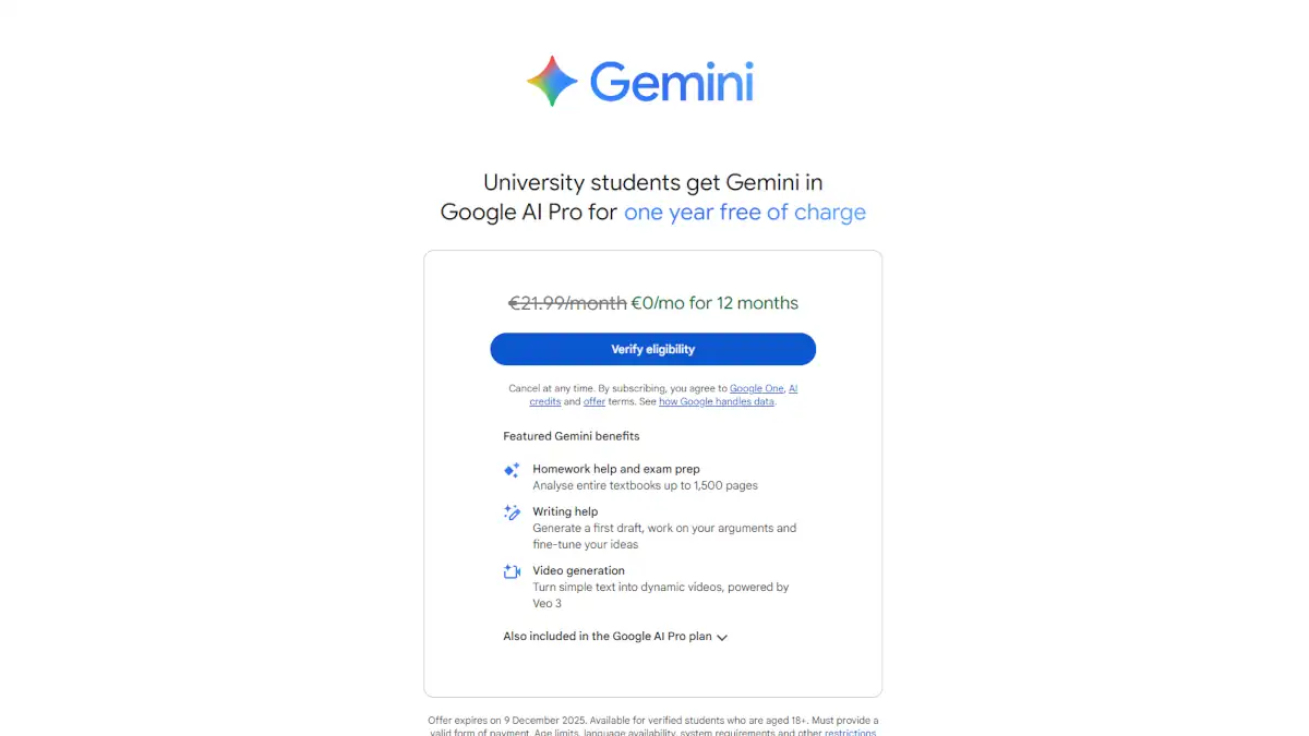 Google offre 1 an de Gemini AI Pro