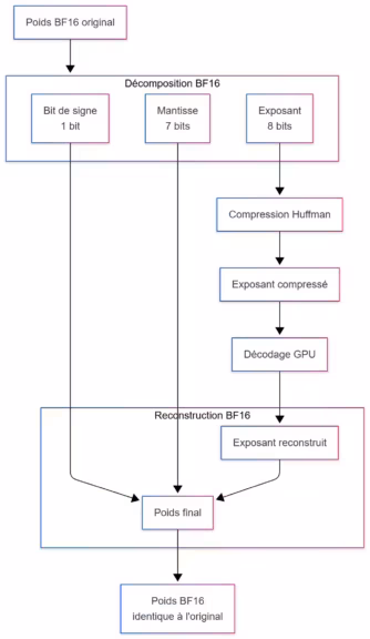 Diagramme de compression DFloat11 pour lexposant BFloat16