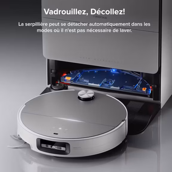 fonctionnalités Roborock Saros 10 module serpillière depose automatique