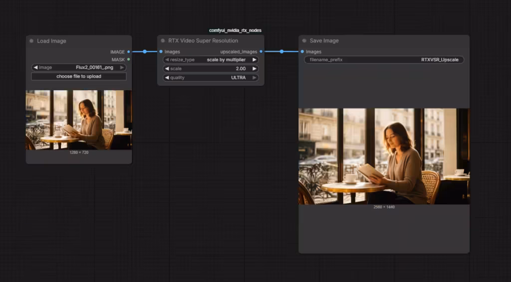 ComfyUI Workflow with RTX Video Super Resolution